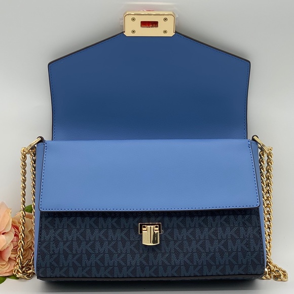 MICHAEL KORS KINSLEY MD SHOULDER FLAP FRCH BLUE MT - Picture 9 of 16